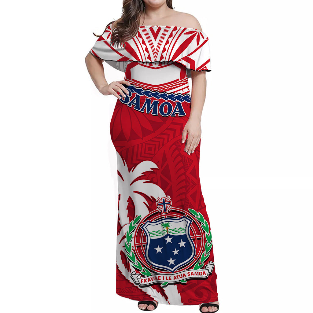 Samoa Matching Hawaiian Shirt And Dress Samoan Coat Of Arms With Coconut Red Style - Wonder Print Shop