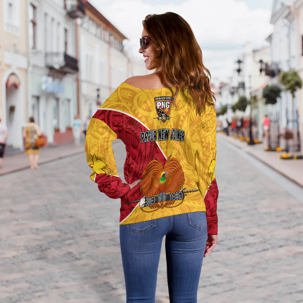 The Kumuls PNG Off Shoulder Sweater Papua New Guinea Polynesian Dynamic Style - Wonder Print Shop