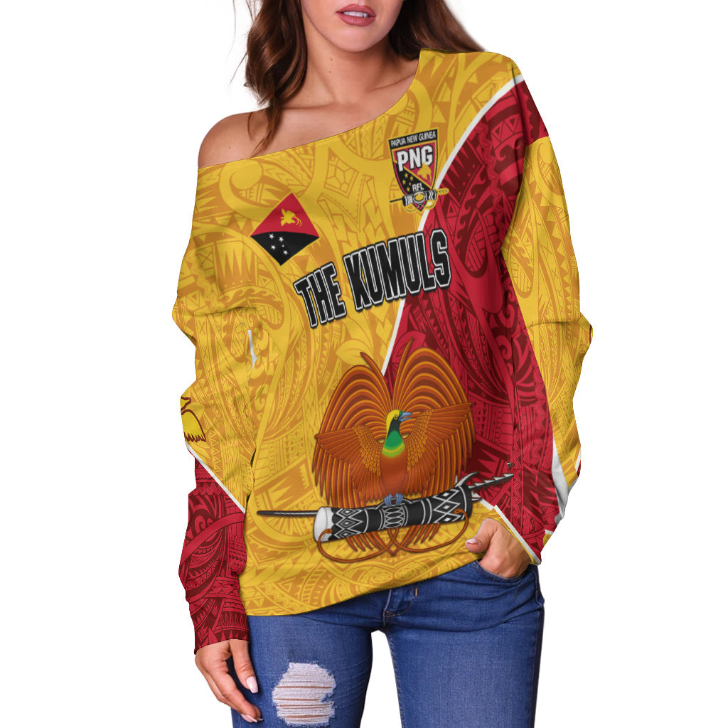 The Kumuls PNG Off Shoulder Sweater Papua New Guinea Polynesian Dynamic Style - Wonder Print Shop