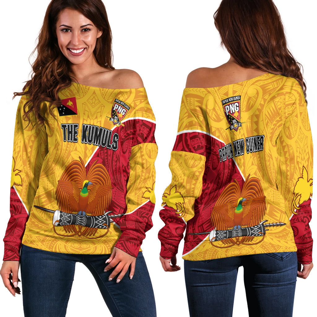 The Kumuls PNG Off Shoulder Sweater Papua New Guinea Polynesian Dynamic Style - Wonder Print Shop