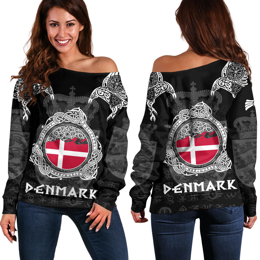 Viking Denmark Style Double Raven of Odin Women's Off Shoulder RLT12 - Wonder Print Shop