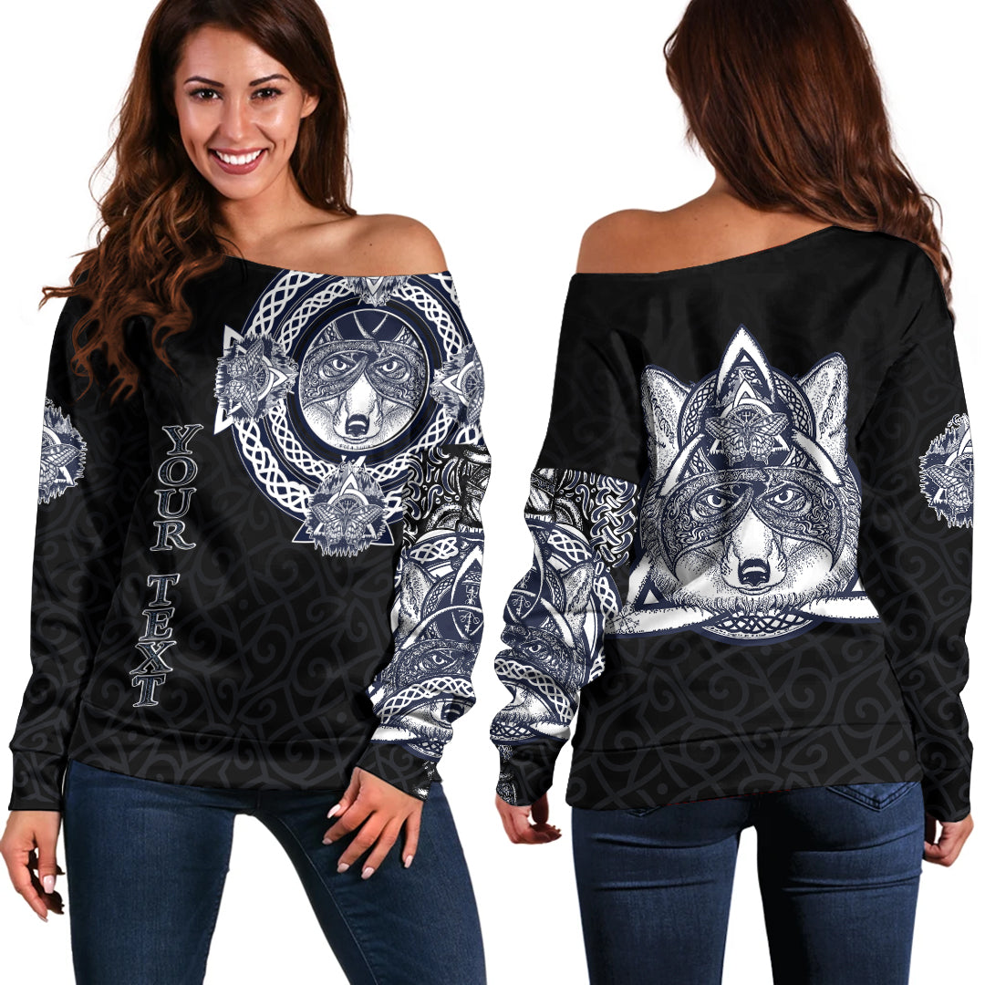 (Custom) Wonder Print Shop - Fox and Butterfly Women's Off Shoulder Sweaters Style Celtic RLT12 - Wonder Print Shop