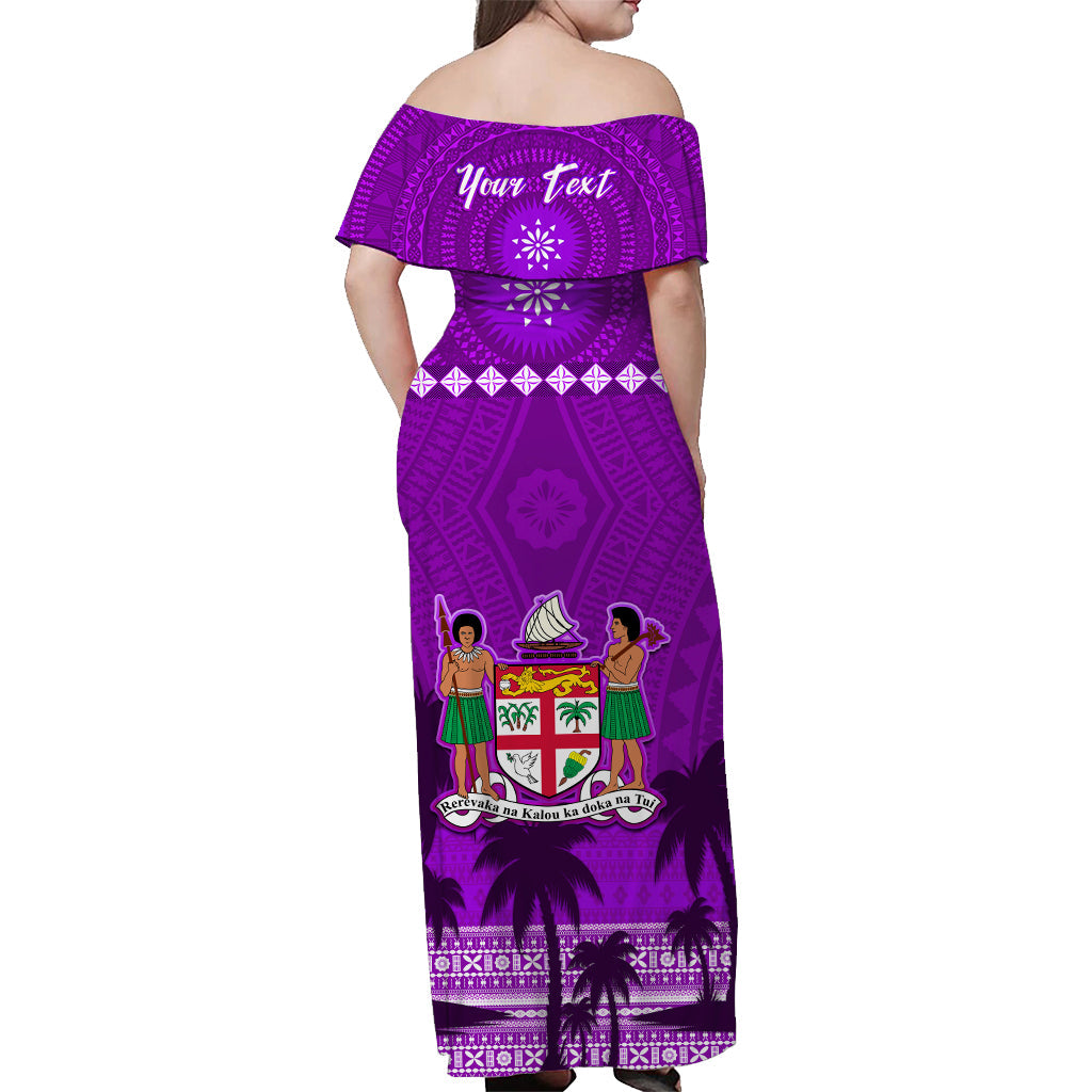 Personalised Bula Fiji Matching Hawaiian Shirt And Dress Fijian Tapa with Palm Tree Purple LT13 - Wonder Print Shop