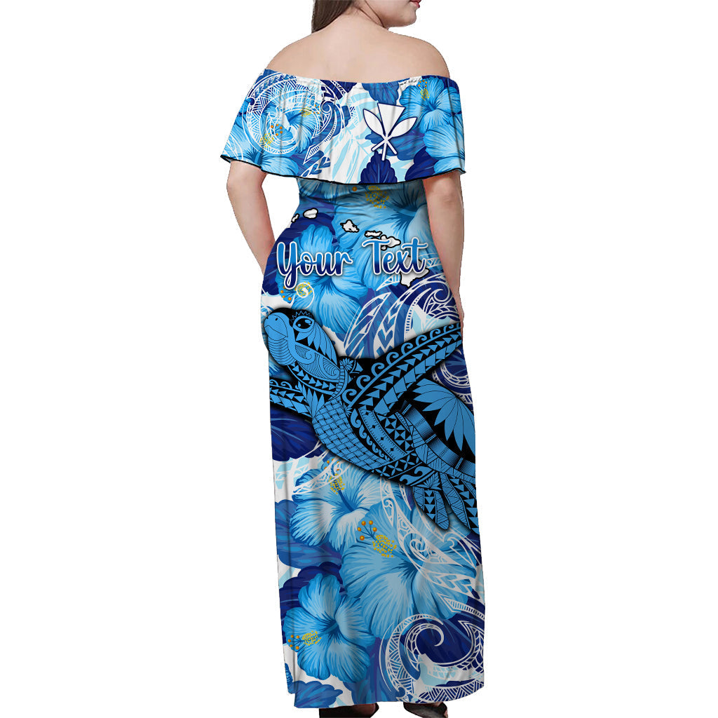 custom-personalised-hawaii-off-shoulder-long-dress-blue-polynesian-turtle-and-hibiscus