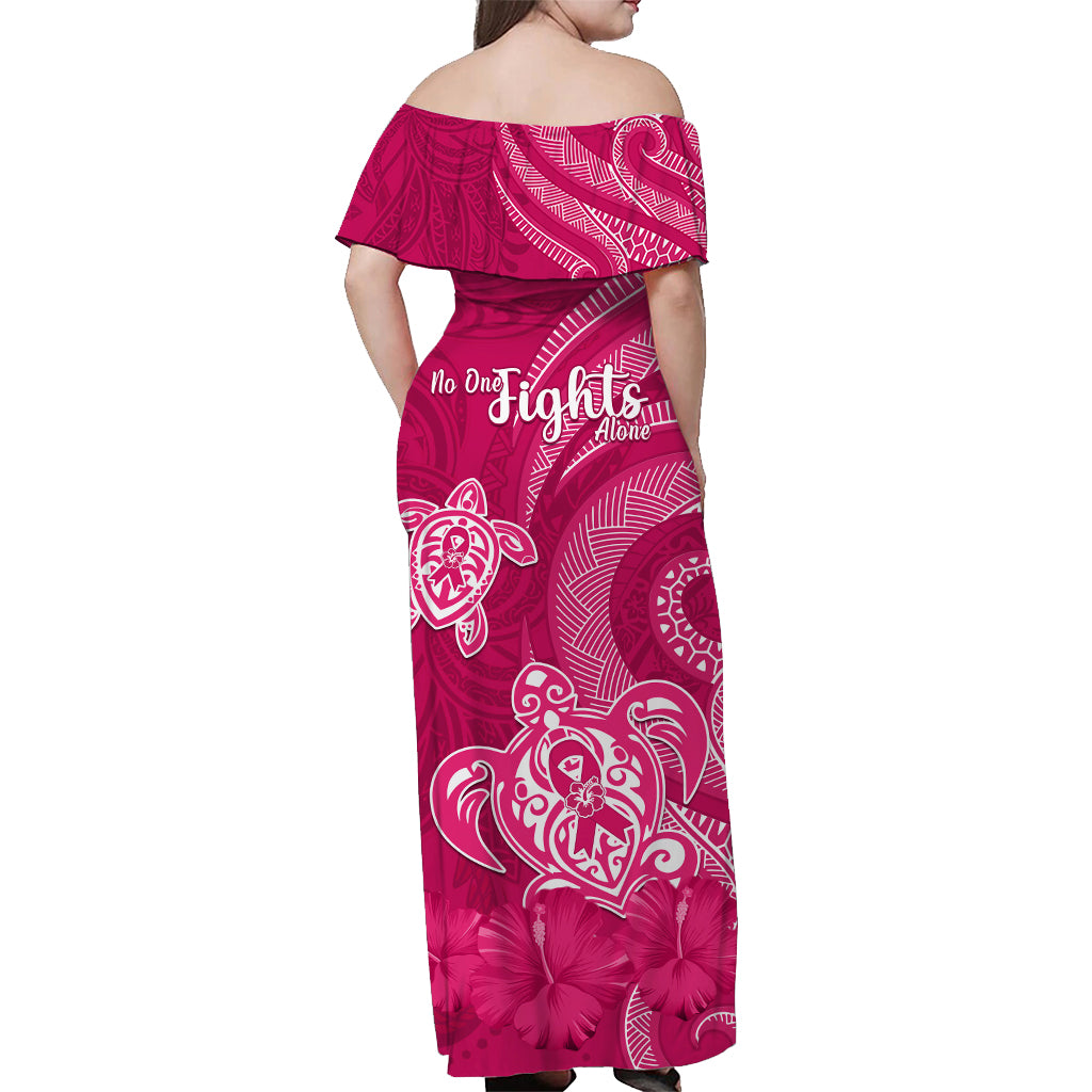 Breast Cancer Awareness Matching Hawaiian Shirt And Dress Hibiscus Polynesian No One Fights Alone LT13 - Wonder Print Shop