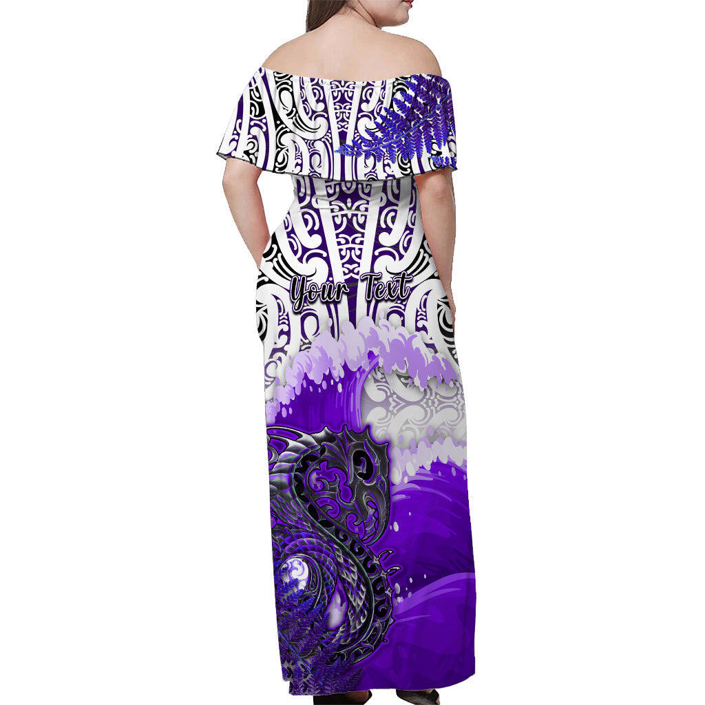 Personalised Manaia Maori Matching Hawaiian Shirt And Dress Fern Aotearoa Purple Waves LT13 - Wonder Print Shop