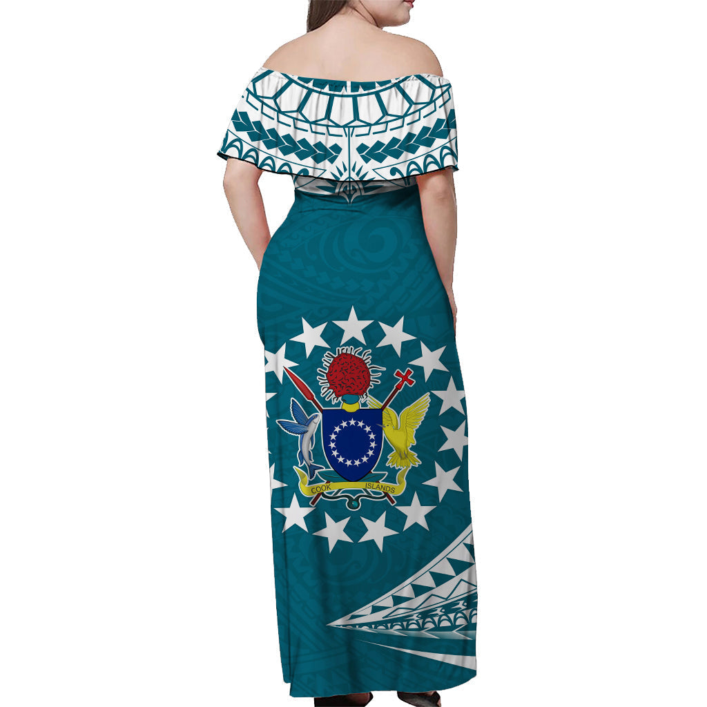 cook-islands-tatau-off-shoulder-long-dress-symbolize-passion-stars-version-blue