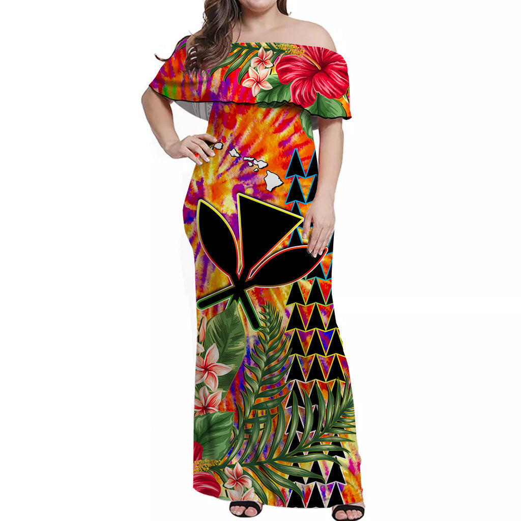 custom-personalised-hawaii-rainbow-tie-dye-long-sleeve-button-shirt-flowers-polynesian-hawaiian-tribal-ver03