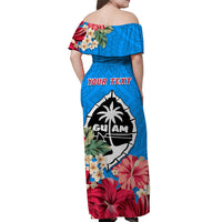 custom-personalised-guam-chamorro-off-shoulder-long-dress-latte-stone-flowers-style-blue