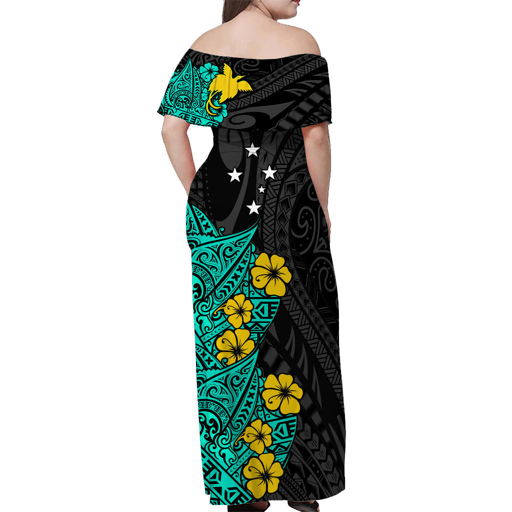 custom-personalised-papua-new-guinea-birds-of-paradise-women-off-shoulder-long-dress-turquoise