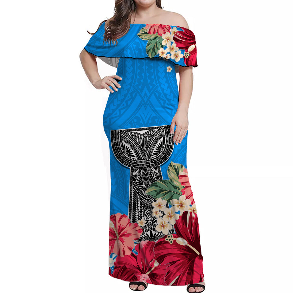 custom-personalised-guam-chamorro-off-shoulder-long-dress-latte-stone-flowers-style-blue