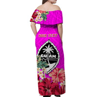 custom-personalised-guam-chamorro-off-shoulder-long-dress-latte-stone-flowers-style-pink