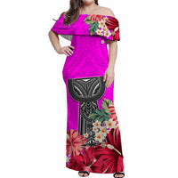 custom-personalised-guam-chamorro-off-shoulder-long-dress-latte-stone-flowers-style-pink