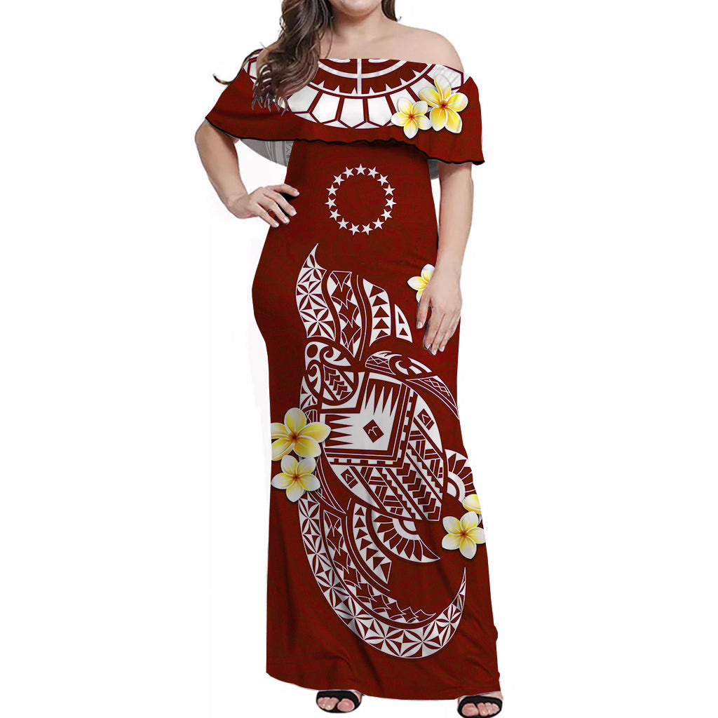 cook-islands-tatau-off-shoulder-long-dress-symbolize-passion-stars-polynesian-turtle-red