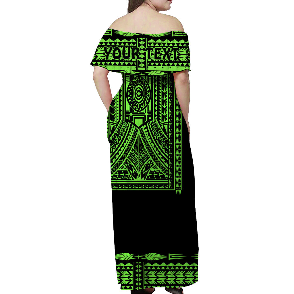 custom-personalised-polynesian-off-shoulder-long-dress-dashiki-with-polynesian-tattoo-royal-green-version