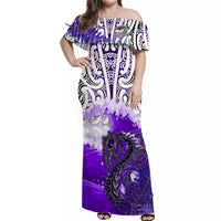 custom-personalised-manaia-maori-off-shoulder-long-dress-fern-aotearoa-purple-waves