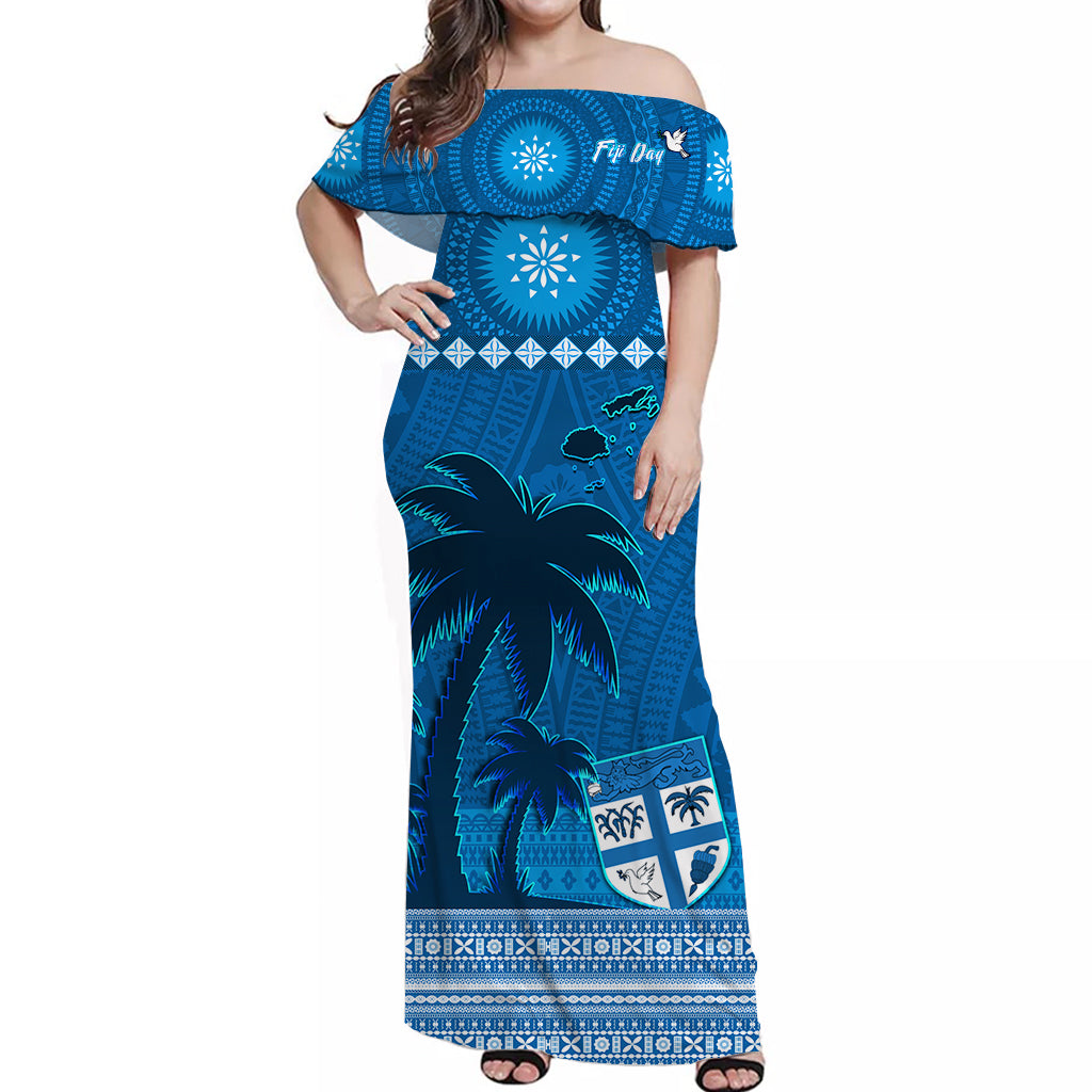 off shoulder hawaiian dress Polynesian Dress Bula Fiji Day Off Shoulder Long Dress Fijian Tapa wit