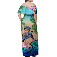 Polynesian Turtle Coconut Tree And Orchids Matching Hawaiian Shirt And Dress - Wonder Print Shop