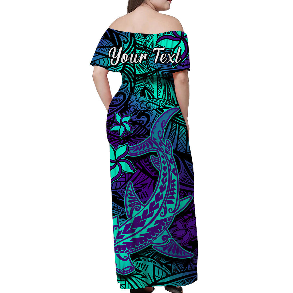 Personalised Polynesian Matching Hawaiian Shirt And Dress Purple Paradise Hawaiian Tribal Hammerhead Shark - Wonder Print Shop