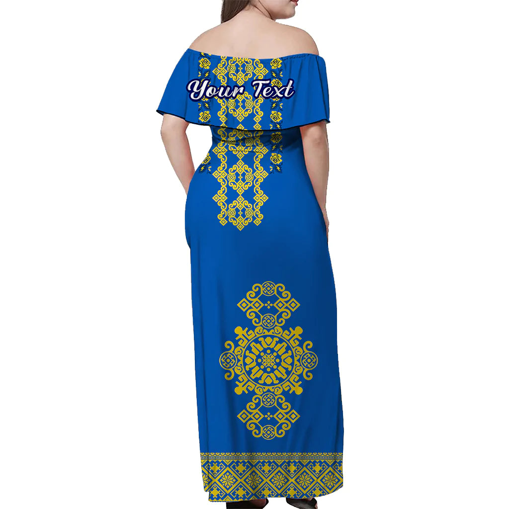 Personalised Ukraine Matching Hawaiian Shirt And Dress Yellow Ukrainian Folk - Wonder Print Shop