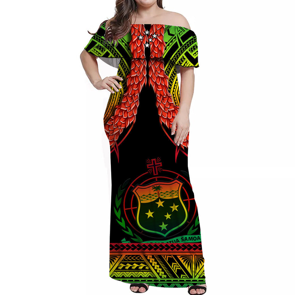 custom-personalised-samoa-rugby-off-shoulder-long-dress-teuila-torch-ginger-gradient-style