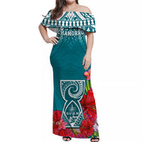 custom-personalised-guam-chamorro-off-shoulder-long-dress-guaman-latte-stone-tropical-flowers-turquoise-version