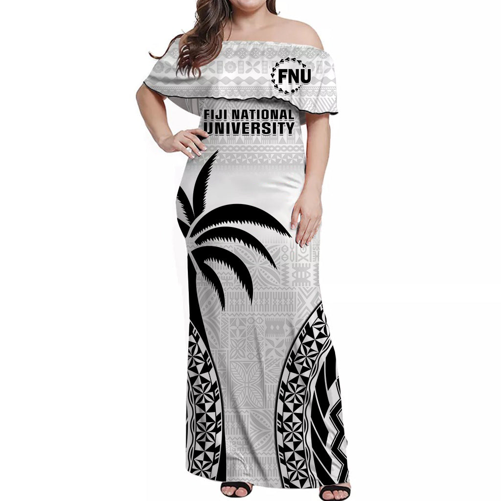 custom-personalised-fiji-university-off-shoulder-long-dress-national-fijian-tapa-pattern-white