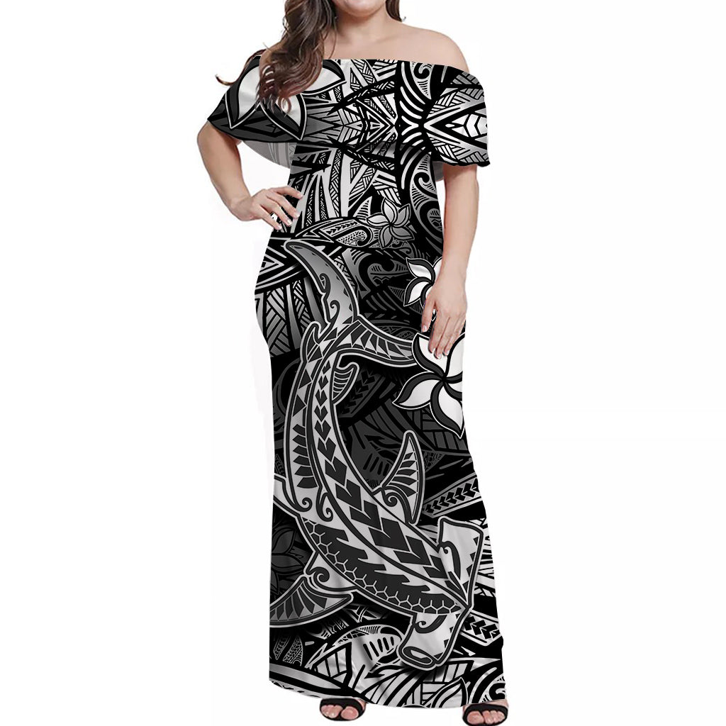 Polynesian Matching Hawaiian Shirt And Dress Black Hawaiian Tribal Hammerhead Shark - Wonder Print Shop