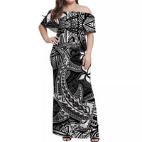 Polynesian Matching Hawaiian Shirt And Dress Black Hawaiian Tribal Hammerhead Shark - Wonder Print Shop