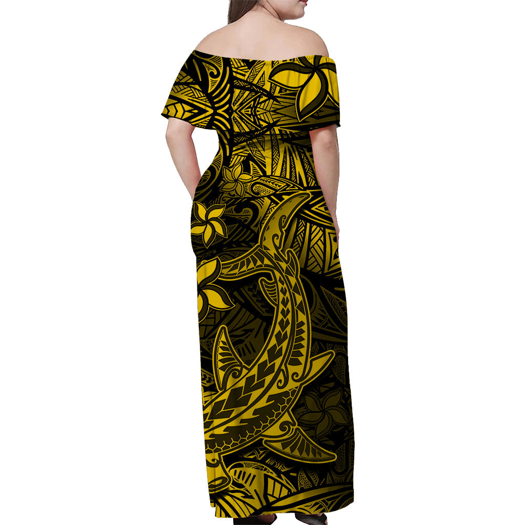 Polynesian Matching Hawaiian Shirt And Dress Gold Hawaiian Tribal Hammerhead Shark - Wonder Print Shop