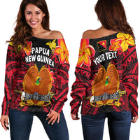 Custom Personalised Papua New Guinea Off Shoulder Sweater PNG Bird Of Paradise Polynesian Pattern - Wonder Print Shop