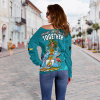 Bahamas Independence Day Off Shoulder Sweater Blue Marlin Since 1973 Style - Wonder Print Shop