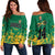 Jamaica Athletics Off Shoulder Sweater Jamaican Flag With African Pattern Sporty Style - Wonder Print Shop