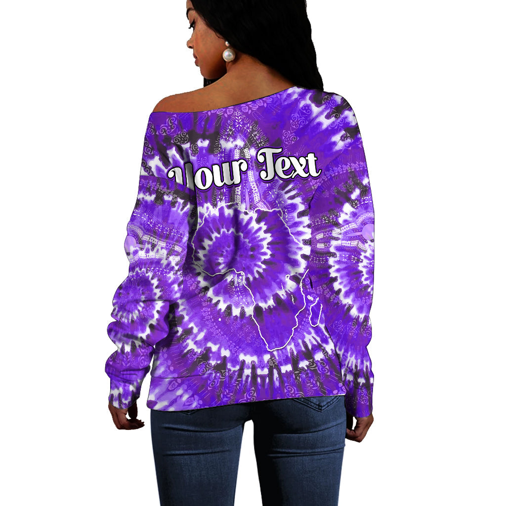 (Custom Personalised) Africa Tie Dye Off Shoulder Sweater Purple Fashion LT13 - Wonder Print Shop