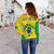 Brazil Football Off Shoulder Sweater Brasil Map Come On Canarinho Sporty Style - Wonder Print Shop