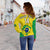 (Custom Text And Number) Brazil Football Off Shoulder Sweater Brasil Map Come On Canarinho Sporty Style - Wonder Print Shop