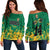 (Custom Text and Number) Jamaica Athletics Off Shoulder Sweater Jamaican Flag With African Pattern Sporty Style - Wonder Print Shop