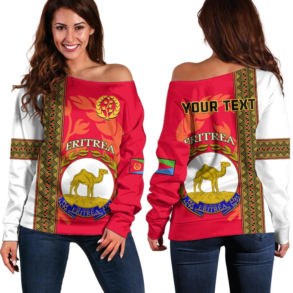 (Custom Personalised) Eritrea Off Shoulder Sweater African Pattern Happy Independence Day Version White - Wonder Print Shop