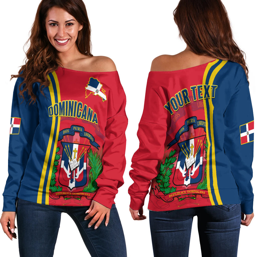 (Custom Personalised) Dominican Republic Off Shoulder Sweater Happy 179 Years Of Independence - Wonder Print Shop