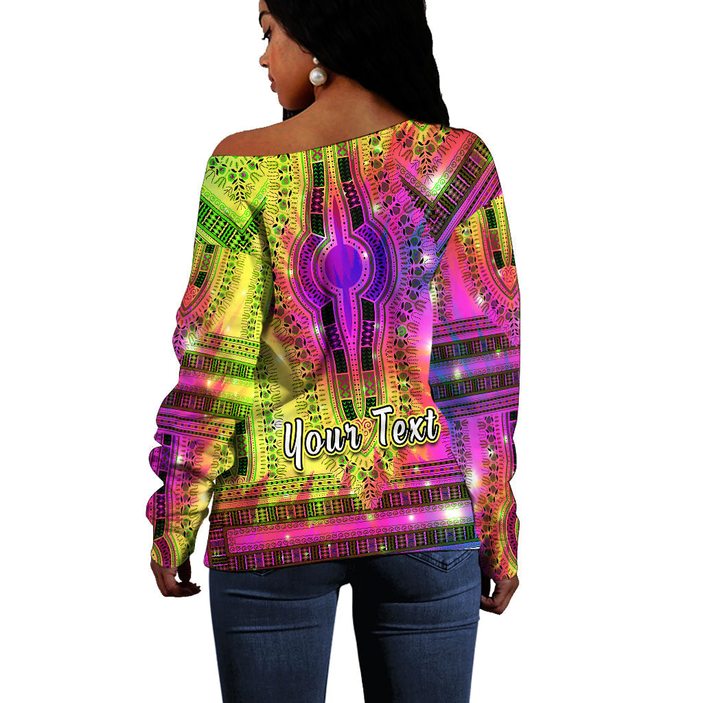 (Custom Personalised) Africa Tie Dye Off Shoulder Sweater Special Dashiki Pattern LT13 - Wonder Print Shop