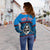 (Custom Personalised) Guam Chamorro Off Shoulder Sweater Latte Stone Blue Polynesian Haligi LT13 - Wonder Print Shop