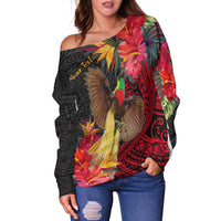 Custom Personalised Papua New Guinea Off Shoulder Sweater Bird of Paradise LT13 - Wonder Print Shop