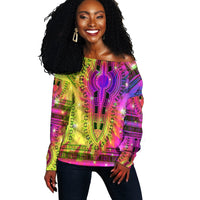 (Custom Personalised) Africa Tie Dye Off Shoulder Sweater Special Dashiki Pattern LT13 - Wonder Print Shop