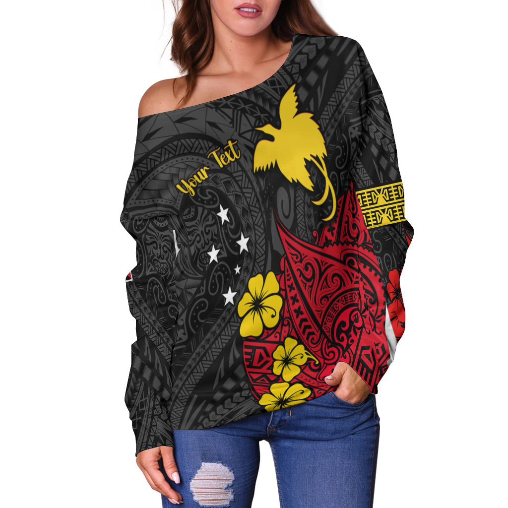 Custom Personalised Papua New Guinea Anniversary Off Shoulder Sweater 47th Independence Day Since 1975 LT13 - Wonder Print Shop