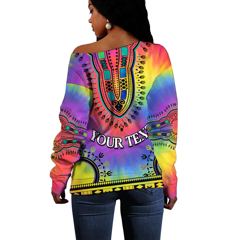 (Custom Personalised) Dashiki Tie Dye Off Shoulder Sweater African Pattern LT13 - Wonder Print Shop