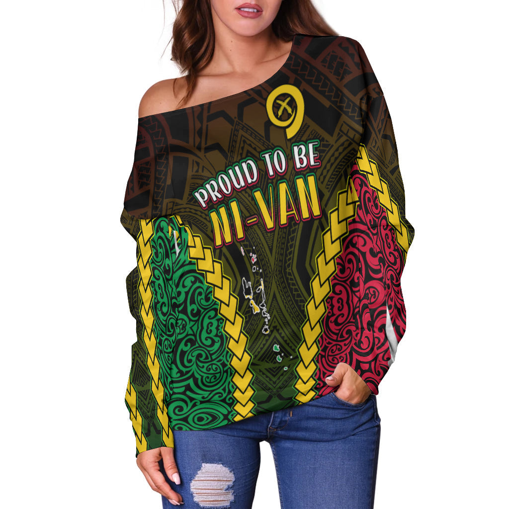 Vanuatu Indigenous Off Shoulder Sweater Proud To Be Ni Vanuatu Polynesian Pattern LT13 - Wonder Print Shop