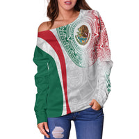 Custom Personalised Mexico Off Shoulder Sweater Mexican Eagles Aztec Pattern LT13 - Wonder Print Shop