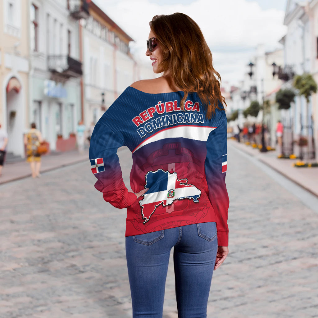 (Custom Personalised) Dominican Republic Off Shoulder Sweater Dominicana Style Sporty LT13 - Wonder Print Shop