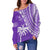 Fiji Rugby Sevens Off Shoulder Sweater Fijian 7s Tapa Polynesian Purple LT13 - Wonder Print Shop