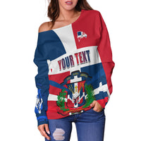(Custom Personalised) Dominican Republic Off Shoulder Sweater Dominicana Proud Style Flag LT13 - Wonder Print Shop